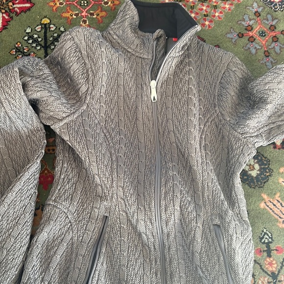 Spyder Major Cable Knit Stryke Gray Full Zip Sweater Size Small - Picture 1 of 2